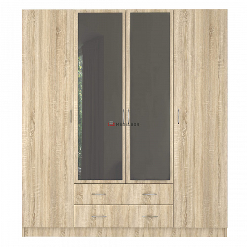 Шкаф 4-х дверный с зеркалом Катрин ЛДСП