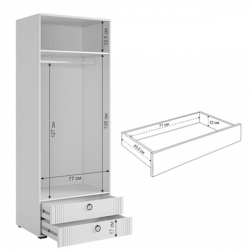 Шкаф двухдверный Ева 103.01 белое дерево/белый матовый