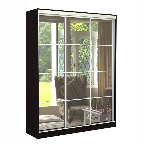 Шкаф-купе Старт 3-дверный с 3-мя зеркалами со вставками 2100 (высота 2400, глубина 450)