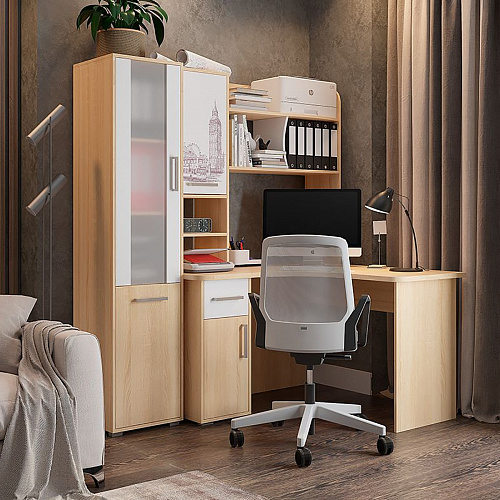 Надстройка стола компьютерного Лайт-1 1200 дуб сонома/белый