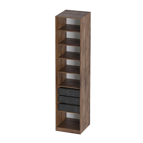 Шкаф-витрина одновдерный Браун Таксония/Мрамор Неро маркина 854