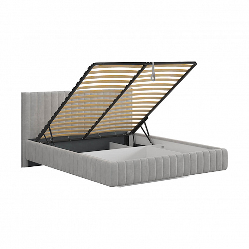 Кровать с подъемным механизмом Твикс 160х200 галька (велюр)