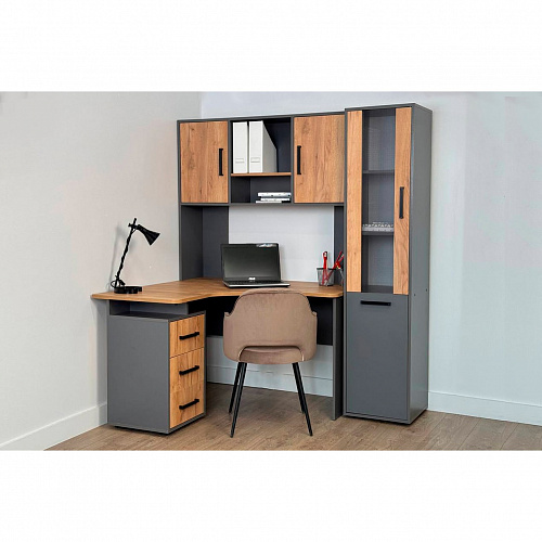 Стеллаж Лайт-2 графит/дуб крафт золотой