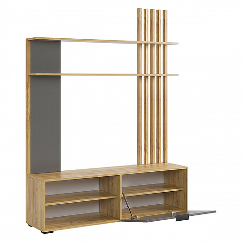 Стенка Бери дуб крафт золотой/графит