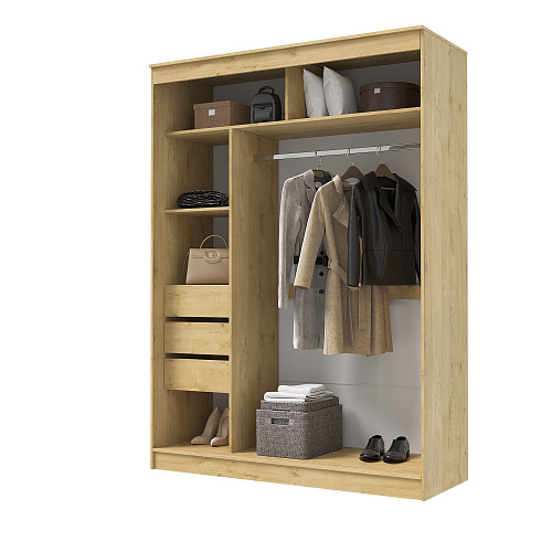 Шкаф-купе ГРАНД 1 1,6 Дуб вотан/Зеркало/Лакобель черный