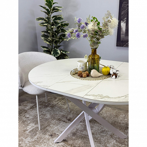Стол обеденный Kenner R900 белый/керамика мрамор белый