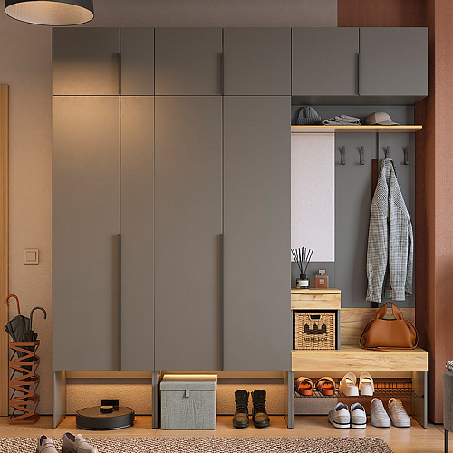 Прихожая Баско К10 графит/дуб крафт золотой