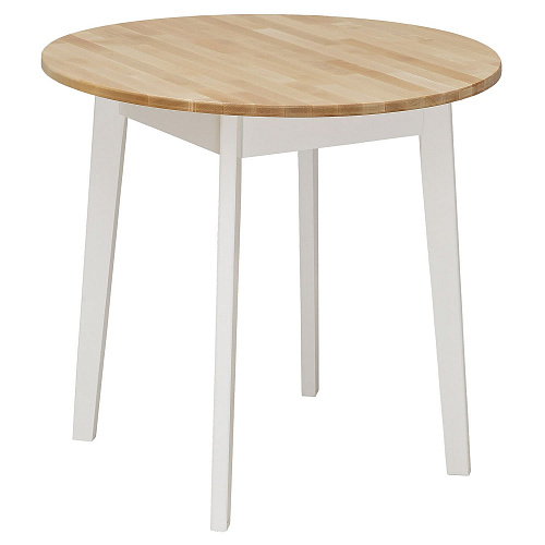 Стол обеденный круглый ИДЕЯ массив Бесцветный (Лак)/СНЕГ