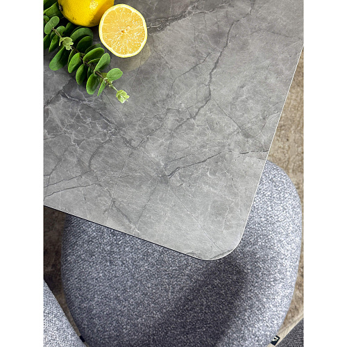 Стол обеденный Kenner DL1600 черный/керамика мрамор серый глянец