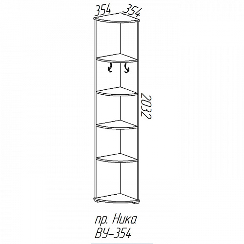 Вешалка-пенал угловая ву354 НИКА Ясень шимо