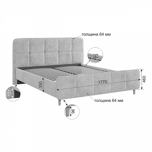 Кровать Грета 160х200 песок алькантара (велюр)