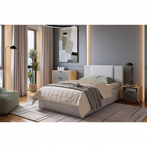 Кровать с подъемным механизмом Хлоя 120х200 галька (велюр)