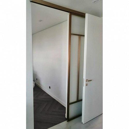 Раздвижные перегородки в проем 4в 1, 1 дверь 1000х2700 холото/стекло рифленное