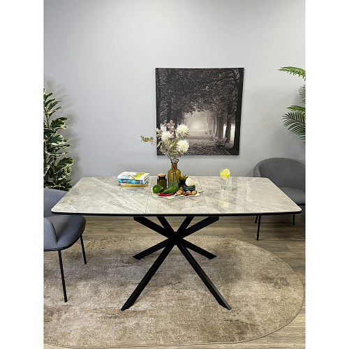 Стол обеденный Kenner BR1200 черный/керамика ITALIAN MIDDLE GRAY