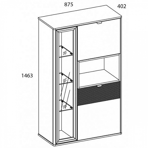 Шкаф с витриной SIMPLE 1V2DN Белый/Монте/Джелато