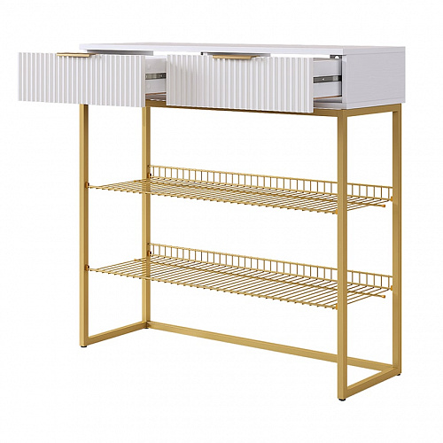 Обувница Классная 1 белое дерево/золото