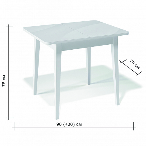 Стол обеденный Kenner 900 М белый/стекло белое глянец