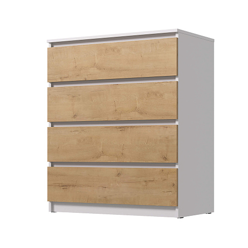 Комод ВЕГА Люкс 4Я Белый гладкий/Дуб Вотан