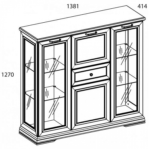Шкаф с витриной 2V2D1S SEVILLA Белый