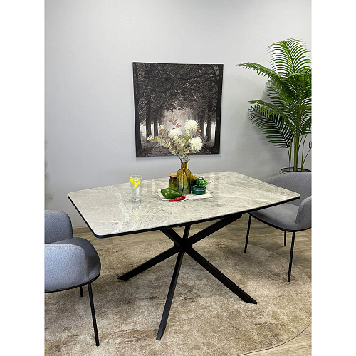 Стол обеденный Kenner BR1400 черный/керамика ITALIAN MIDDLE GRAY