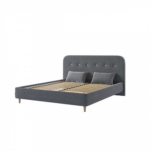 Кровать Лео 160х200 графит/галька (велюр)