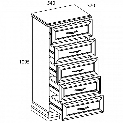 Комод 5S/50 TIFFANY Вудлайн кремовый