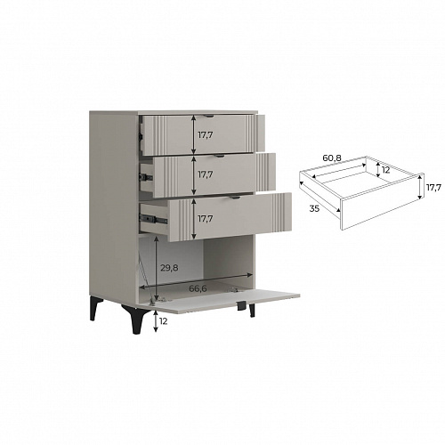 Комод Рич кашемир/фрапучино матовый/черный