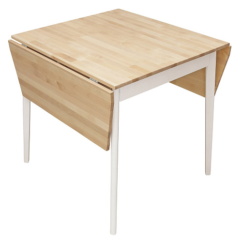 Стол обеденный бабочка ИДЕЯ массив Бесцветный (Лак)/СНЕГ