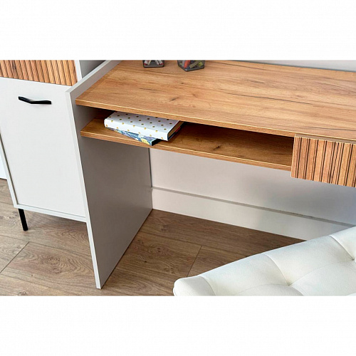 Стол письменный Доминика 2 кашемир/дуб крафт золотой