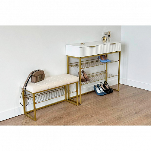 Обувница Классная 1 белое дерево/золото