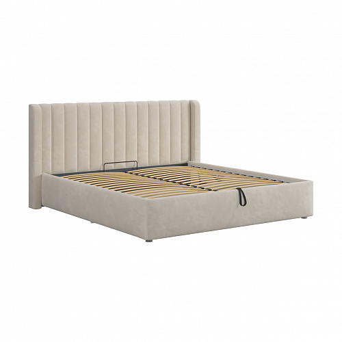 Кровать с подъемным механизмом Ева 180х200 крем (велюр)