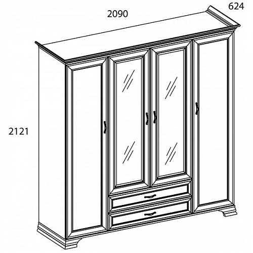 Шкаф 4D2S Z TIFFANY Вудлайн кремовый