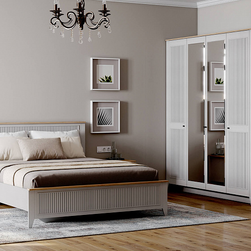 Спальный гарнитур Валенсия МГ Персидский жемчуг/Дуб натуральный светлый