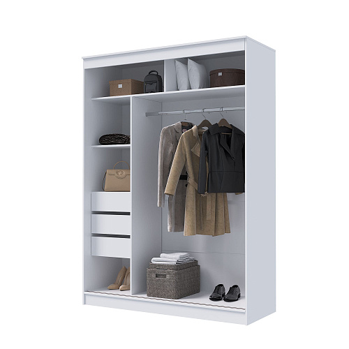 Шкаф-купе ГРАНД 1 1,6 Белый гладкий/Зеркало/Зеркало