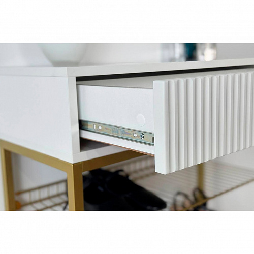 Обувница Вельвет белое дерево/золото