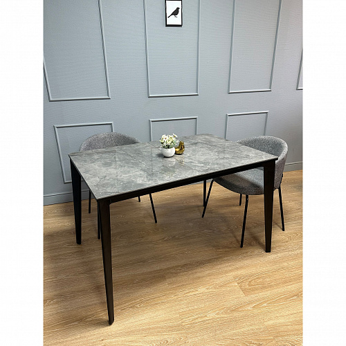 Стол обеденный Kenner KR1200 черный/керамика мрамор серый глянец