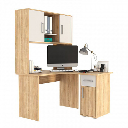 Стол компьютерный Лайт-1 1200 угловой  дуб сонома/белый