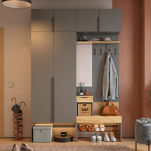 Прихожая Баско К5 графит/дуб крафт золотой