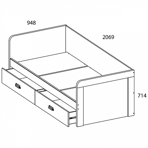 Кровать детская 90-2/D2 DIESEL дуб мадура/энигма