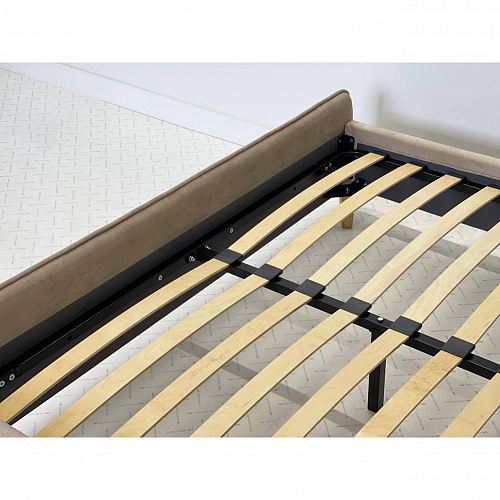 Кровать Грета 160х200 песок алькантара (велюр)