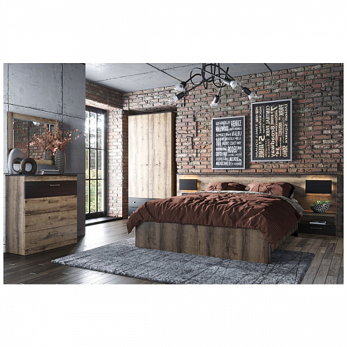 Кровать с подъемным механизмом JAGGER Дуб монастырский/Черный