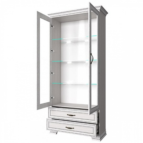 Шкаф с витриной 2V2S TIFFANY Вудлайн кремовый