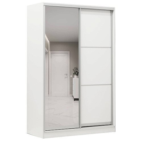 Шкаф-купе 2-х дверный 1540х590 ВАРИАНТ 4 Белый жемчуг