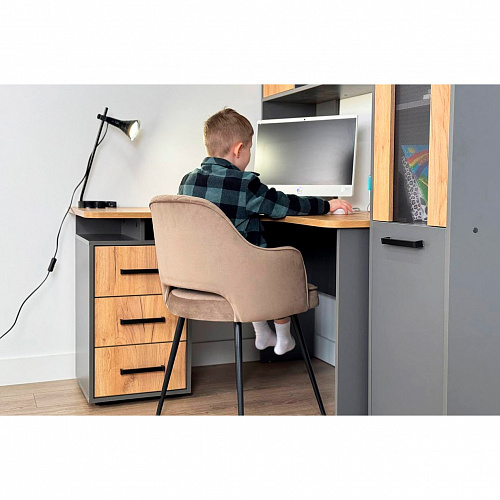 Стол компьютерный Лайт-2 1200 угловой графит/дуб крафт золотой