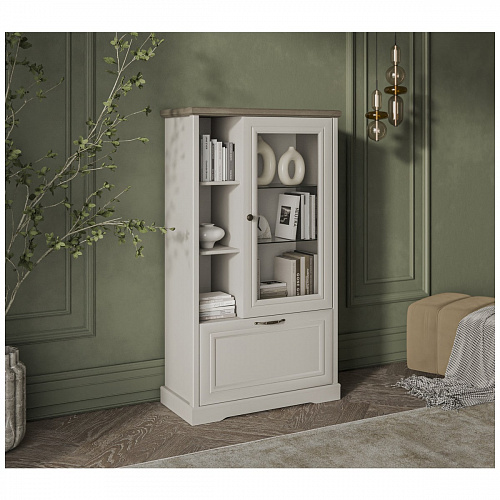 Шкаф с витриной TOSCANA NEW 1V1D3N Персидский жемчуг/Каньон