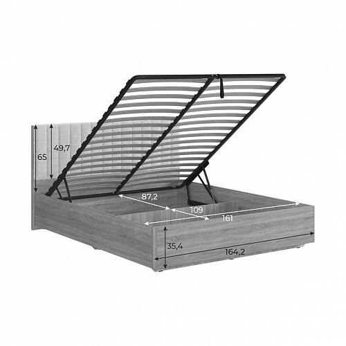 Кровать с подъемным механизмом Юлия 160х200 дуб крафт золотой/белый(плюш)