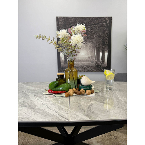 Стол обеденный Kenner BR1200 черный/керамика ITALIAN MIDDLE GRAY
