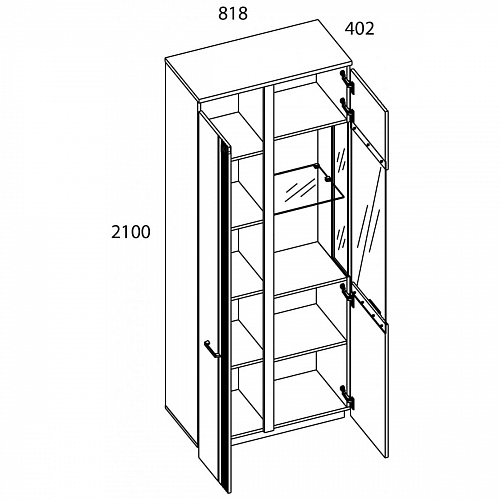 Шкаф с витриной MATEO 1V1D L Белый/Дуб наварра