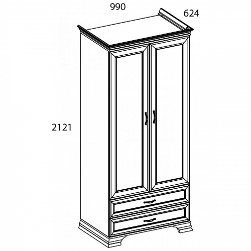 Шкаф 2DG2S TIFFANY Вудлайн кремовый