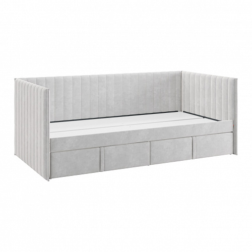 Кровать с ящиками Твикс (Софа) 90х200 галька (велюр)